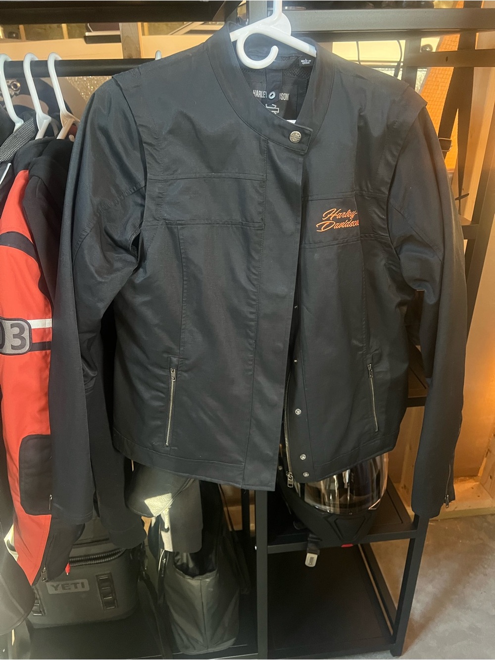 Harley-Davidson Black Hooded Utility Jacket with Orange Script - Picture 3 of 5